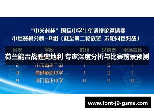 荷兰能否战胜奥地利 专家深度分析与比赛前景预测